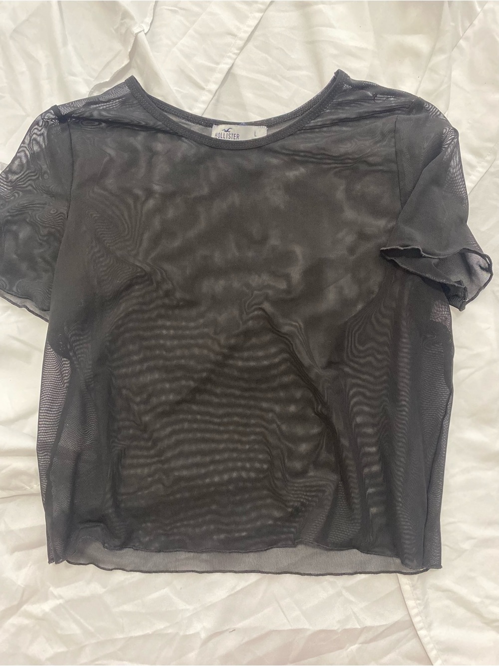 Hollister Black Sheer Mesh Short Sleeve Tee